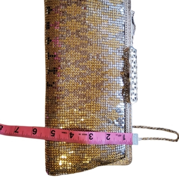 Metal Mesh Vintage Evening Bag Clutch Or Strap Silver And Gold - Picture 8 of 13